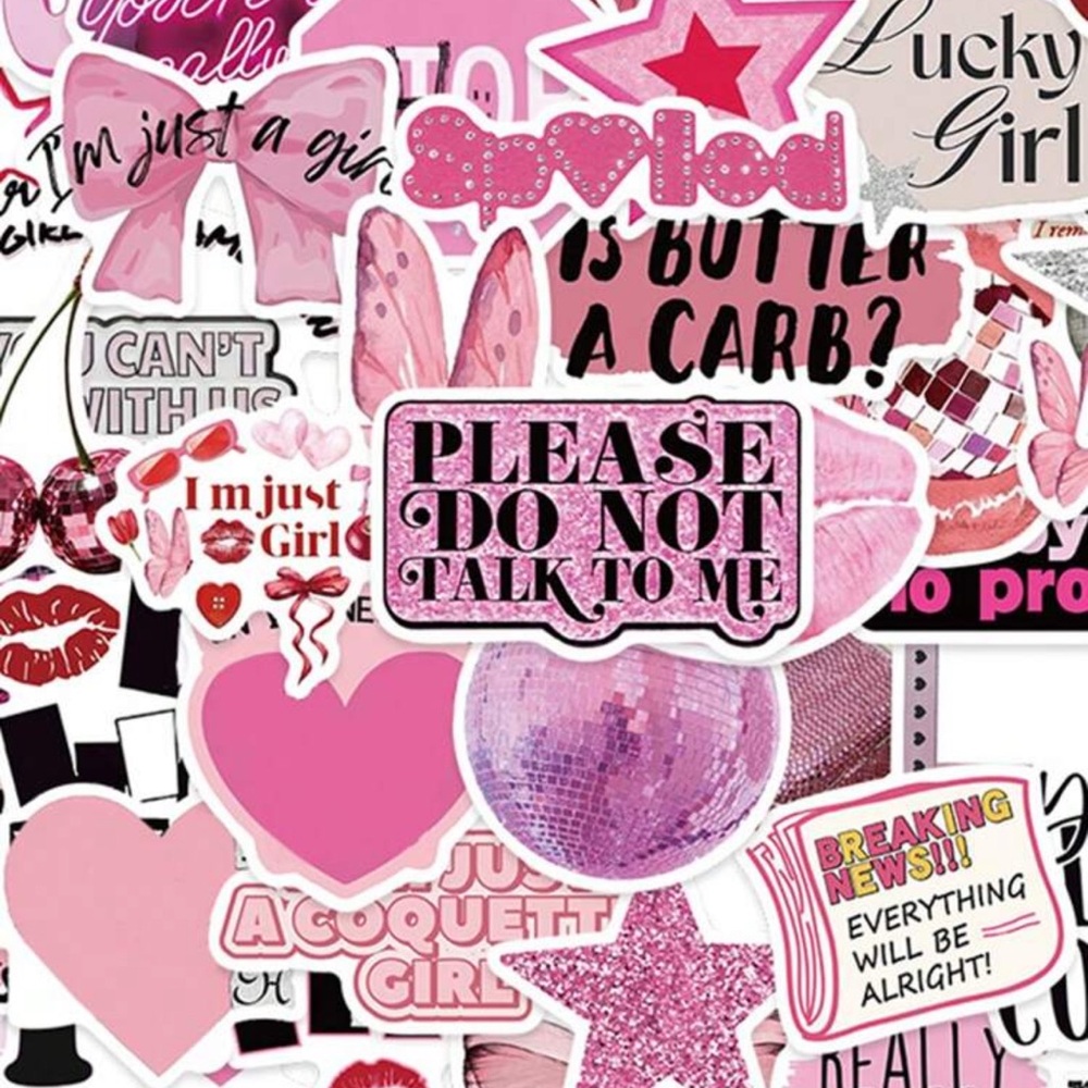 30pcs Pink Mean Girl Quotes Stickers PVC Gift Cartoon